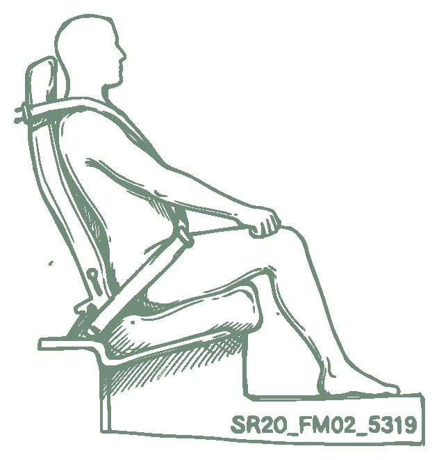 Hand drawn line illustration of an airplane seat