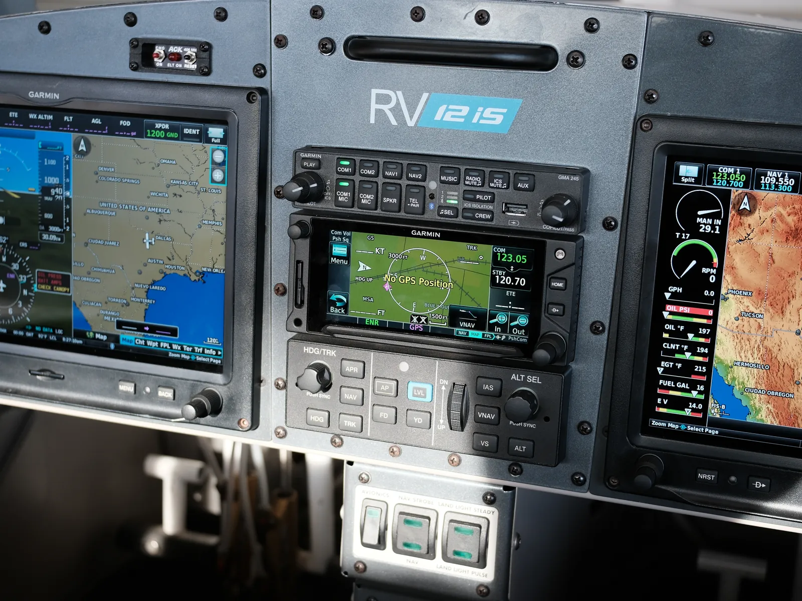 The N903S instrument panel with dual Garmin G3X Touch displays and the Garmin GTN 650 in the center