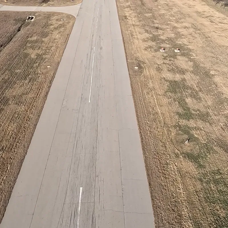 Looking straight down a runway centerline from the air on approach